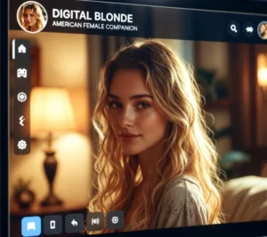 a photograph of a digital blonde american female companion1